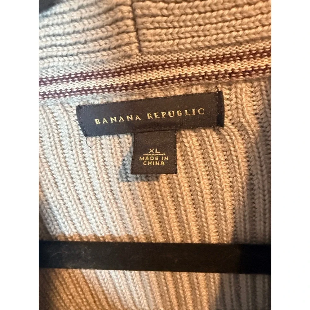 Banana Republic Mens XL Gray Merino Wool Blend Shawl Collar Pullover Sweater